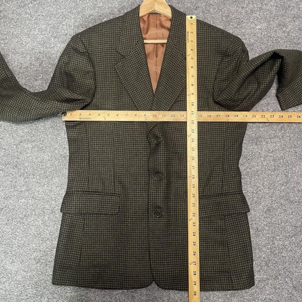 Gianfranco Ruffini Mens Houndstooth Lambswool Blazer S 38 Plaid Green - Picture 5 of 10